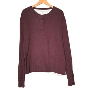 J. Crew Double Knit Henley Long Sleeve Tee Purple Burgundy T-Shirt Cotton Medium